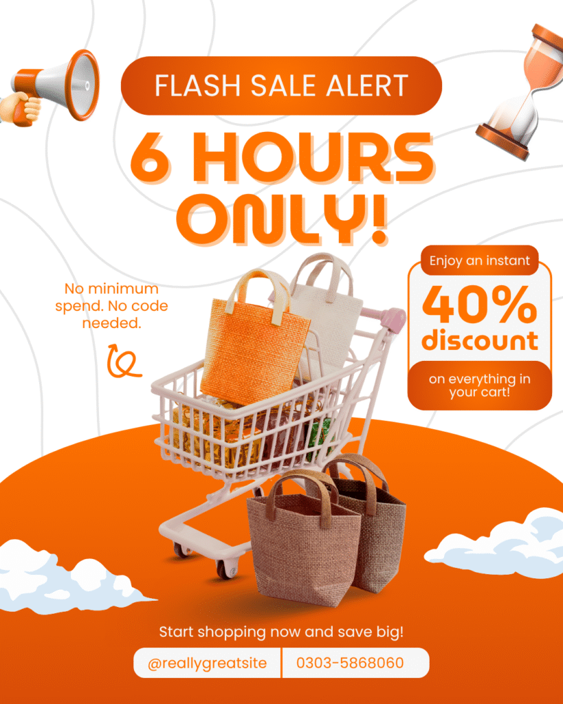 Orange and White Modern Flash Sale Instagram Post